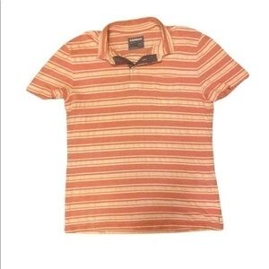 Express Men’s 3 button Casual pullover Red Striped Polo Shirt